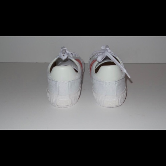 CELINE PLIMSOLE WHITE /RED CANVAS LACE UP SNEAKERS - Picture 4 of 8